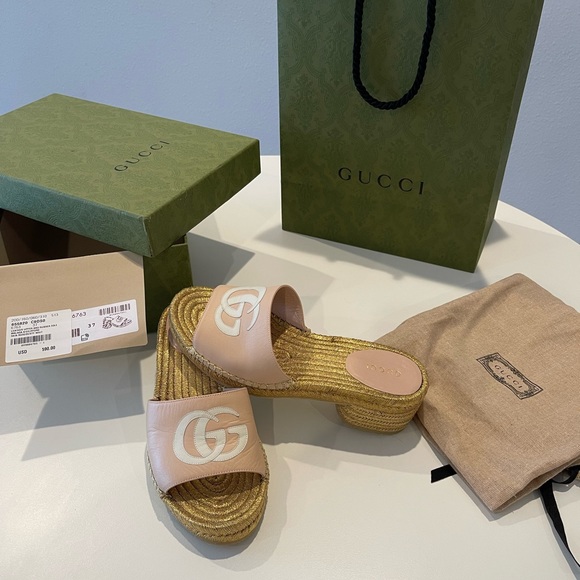 Gucci Metallic Heel Espadrilles - Picture 1 of 5